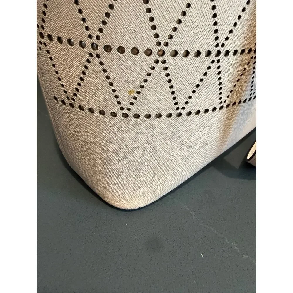 Michael Kors Studded Saffiano Leather Tote Bag Pink Shoulder Bag